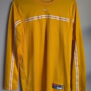 Nike Team Dri-Fit Long Sleeve Training Shirt Men's Medium Yellow Striped Vintage
